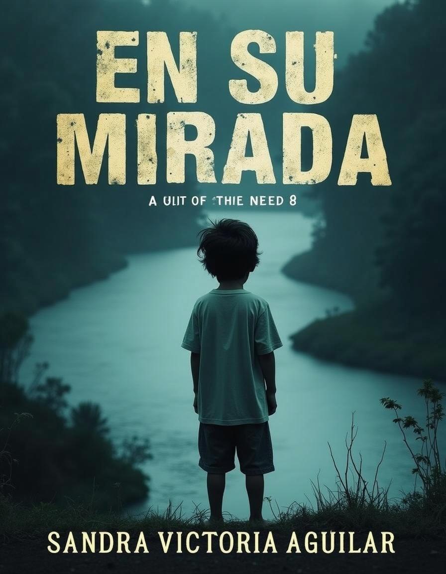 A thriller book cover for the novel titled "En su mirada" by author Sandra Victoria Aguilar