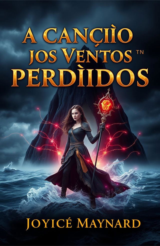 A book cover featuring a dark and misty island in the background, surrounded by a turbulent ocean