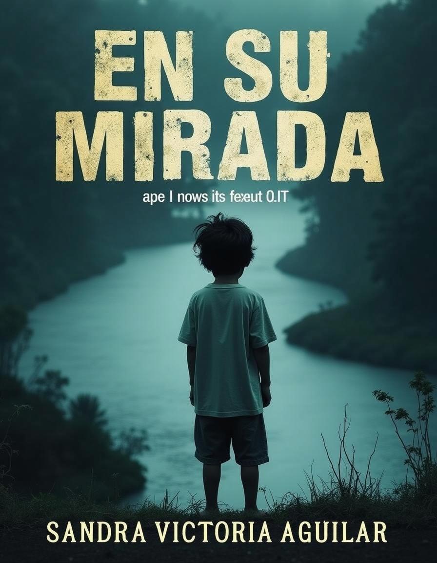 A captivating thriller book cover for the novel titled "En su mirada" by author Sandra Victoria Aguilar