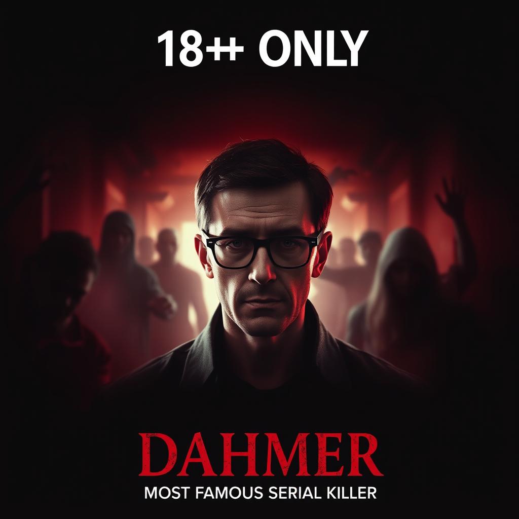 A dark and mysterious poster dominated by rich shades of red and black