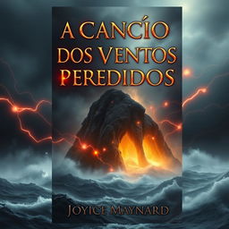 A book cover featuring a dark and misty island in the background, surrounded by a turbulent ocean
