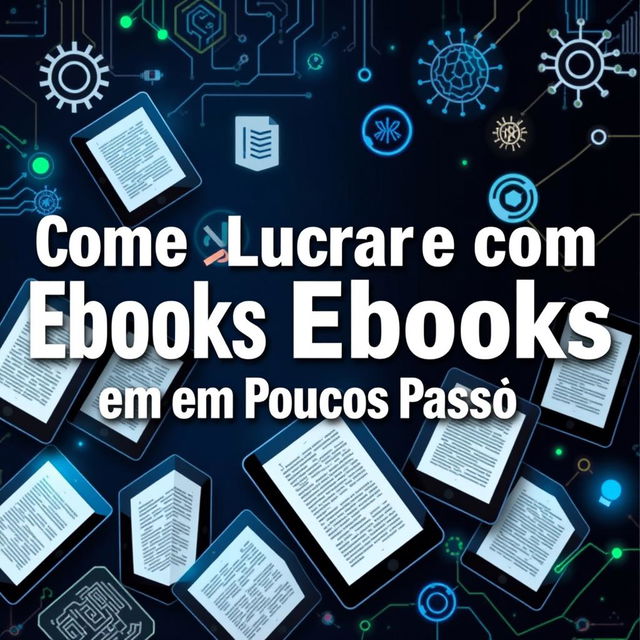 A visually striking digital background that showcases the theme of profiting from eBooks using AI in a modern and appealing way