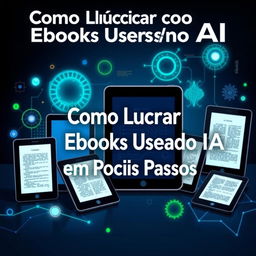 A visually striking digital background that showcases the theme of profiting from eBooks using AI in a modern and appealing way