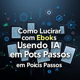 A visually striking digital background that showcases the theme of profiting from eBooks using AI in a modern and appealing way