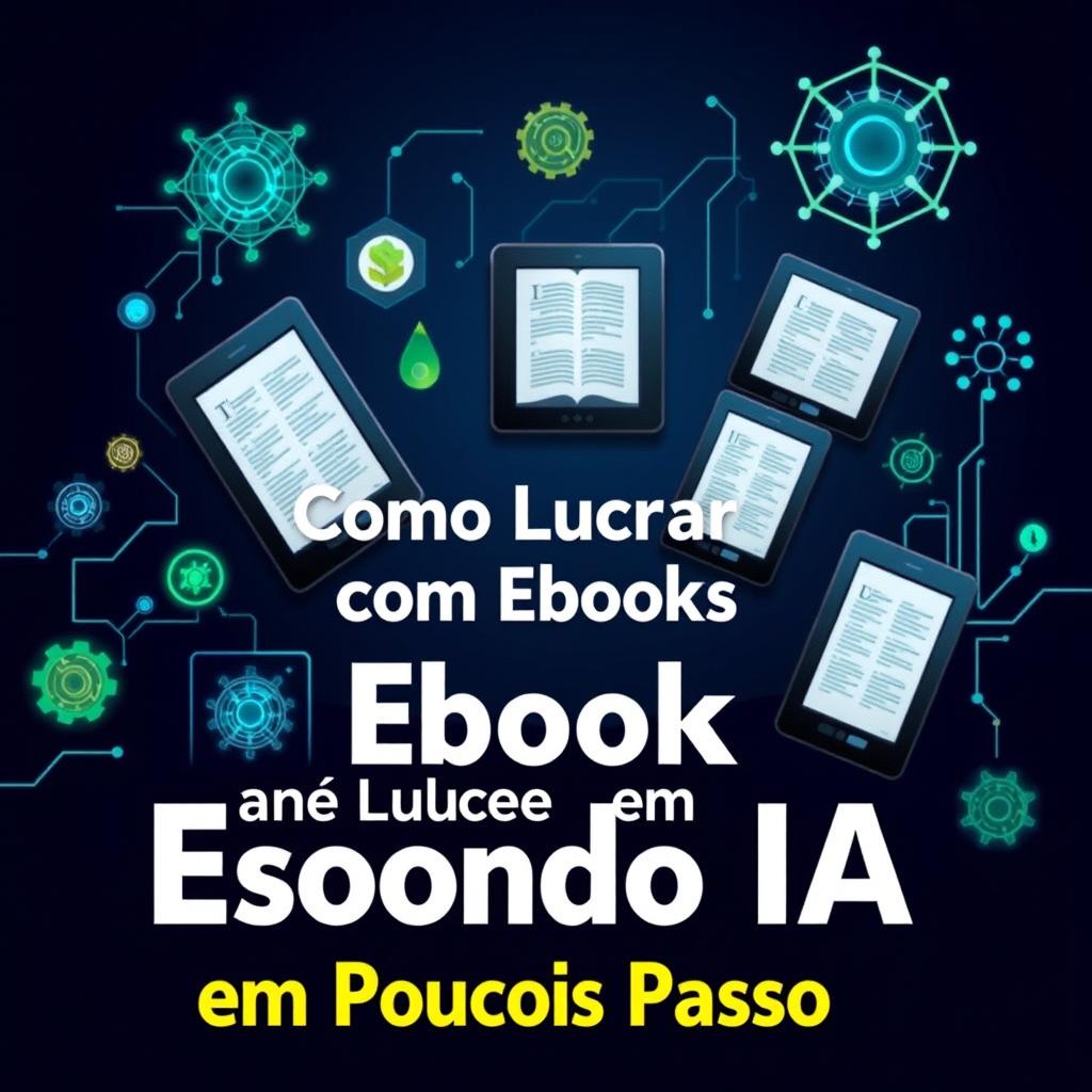 A visually striking digital background that showcases the theme of profiting from eBooks using AI in a modern and appealing way