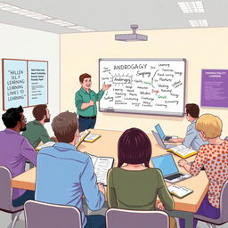 An illustrative depiction of andragogy, focusing on adult learning principles