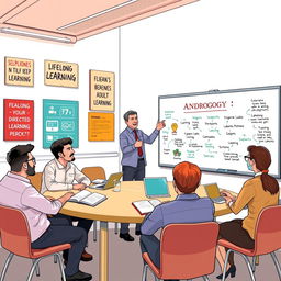 An illustrative depiction of andragogy, focusing on adult learning principles