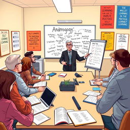 An illustrative depiction of andragogy, focusing on adult learning principles