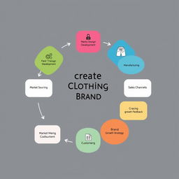 A detailed flowchart illustrating the process of creating and managing a clothing brand