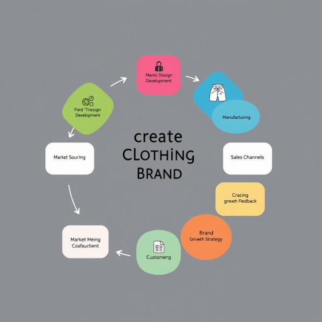 A detailed flowchart illustrating the process of creating and managing a clothing brand