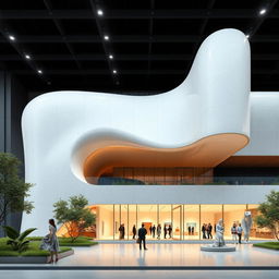 Design a modern art museum inspired by abstract and natural art