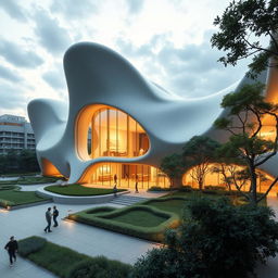 Design a modern art museum inspired by abstract and natural art
