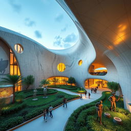 A modern art museum designed with inspiration from abstract and naturalistic artworks