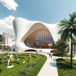 A modern art museum designed with inspiration from abstract and naturalistic artworks