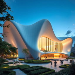 A modern art museum designed with inspiration from abstract and naturalistic artworks