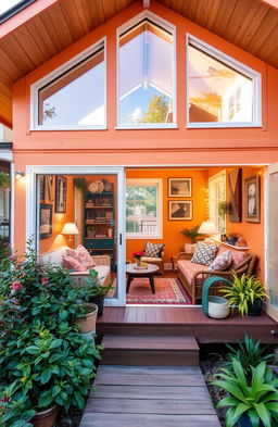 A charming tiny home filled with character and personality, showcasing a warm and inviting interior design