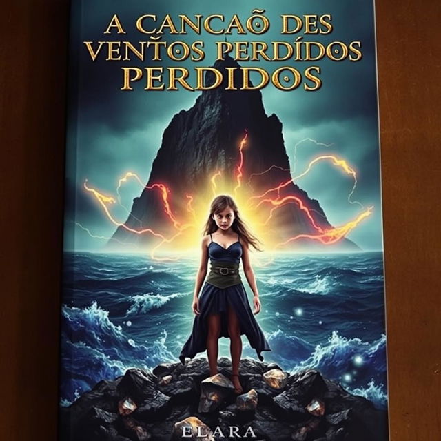 A captivating book cover featuring a dark, misty island looming in the background, surrounded by a turbulent, churning ocean