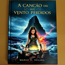 A captivating book cover featuring a dark, misty island looming in the background, surrounded by a turbulent, churning ocean