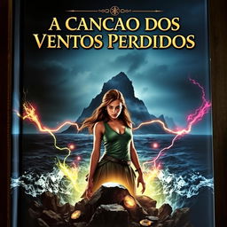 A captivating book cover featuring a dark, misty island looming in the background, surrounded by a turbulent, churning ocean