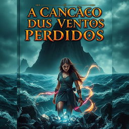 A captivating book cover featuring a dark, misty island looming in the background, surrounded by a turbulent, churning ocean