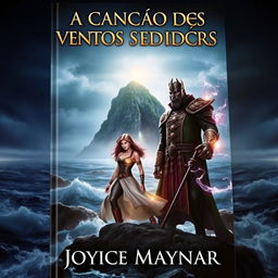 A captivating book cover featuring a dark and misty island in the background, surrounded by a turbulent ocean