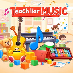 A colorful and engaging banner designed for teaching music to children