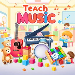 A colorful and engaging banner designed for teaching music to children