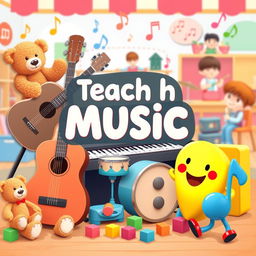 A colorful and engaging banner designed for teaching music to children