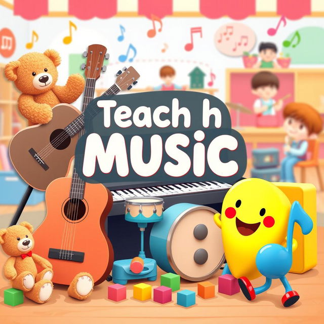 A colorful and engaging banner designed for teaching music to children