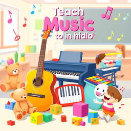 A colorful and engaging banner designed for teaching music to children