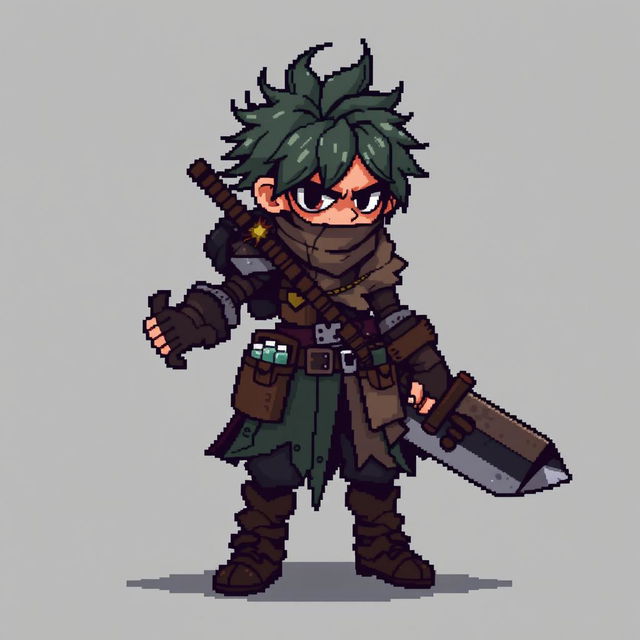 A pixel art character for a game, inspired by the Fear & Hunger style, featuring a unique design