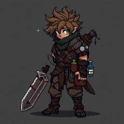 A pixel art character for a game, inspired by the Fear & Hunger style, featuring a unique design