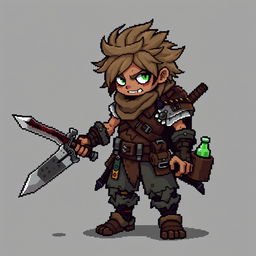 A pixel art character for a game, inspired by the Fear & Hunger style, featuring a unique design