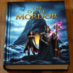 A captivating book cover featuring a dark and misty island in the background, enveloped in fog and surrounded by a turbulent, stormy ocean