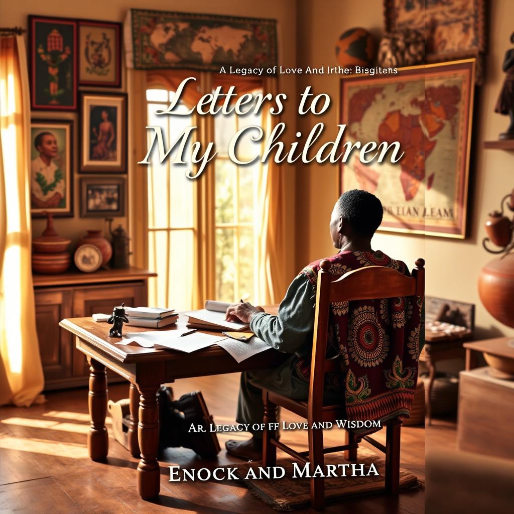 A beautifully designed book cover for 'Letters to My Children: A Legacy of Love and Wisdom' by Enock and Martha