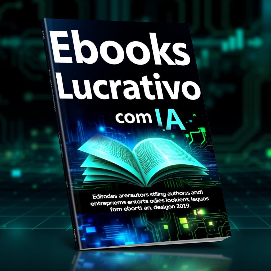 Design a striking ebook cover for 'Ebooks Lucrativos com IA'