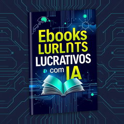 Create a visually appealing ebook cover for 'Ebooks Lucrativos com IA'