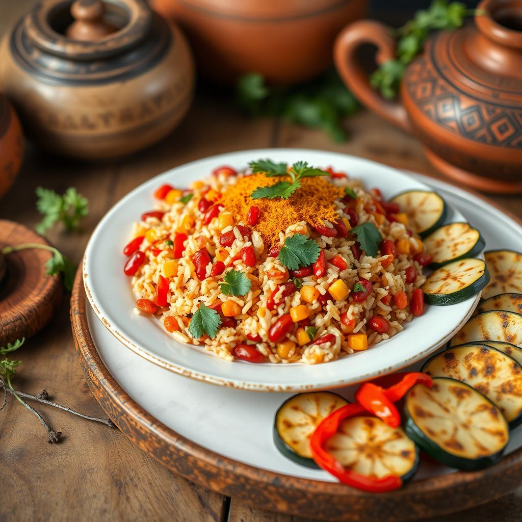 A beautifully arranged plate of Galnash, a traditional dish featuring colorful and vibrant ingredients