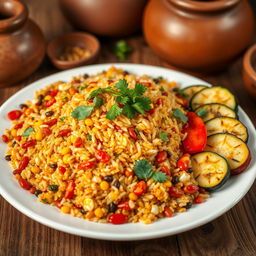 A beautifully arranged plate of Galnash, a traditional dish featuring colorful and vibrant ingredients