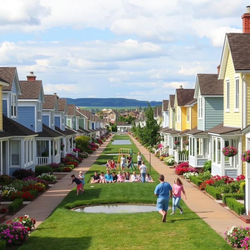 A long street lined with houses on both sides