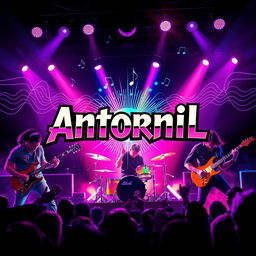 A visually striking wallpaper for the music band 'Antornil', capturing the energy of a live performance