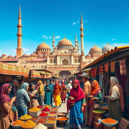 A vibrant and colorful depiction of life in Iran, capturing the rich culture and traditions