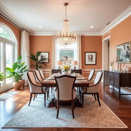 A beautifully redesigned dining room featuring a modern and elegant aesthetic