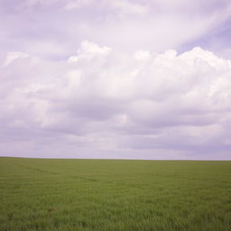 A serene plain area featuring a lush ground covered with short green grass, stretching into the horizon