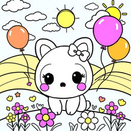 A cute Sanrio character illustration designed for coloring