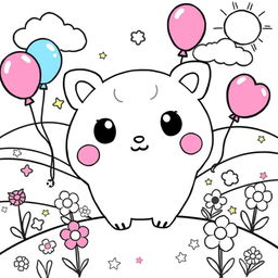 A cute Sanrio character illustration designed for coloring