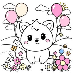 A cute Sanrio character illustration designed for coloring