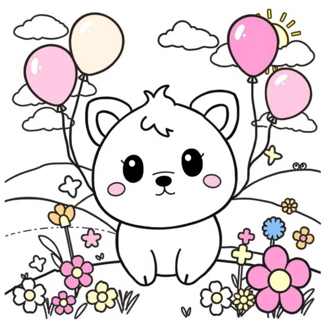 A cute Sanrio character illustration designed for coloring