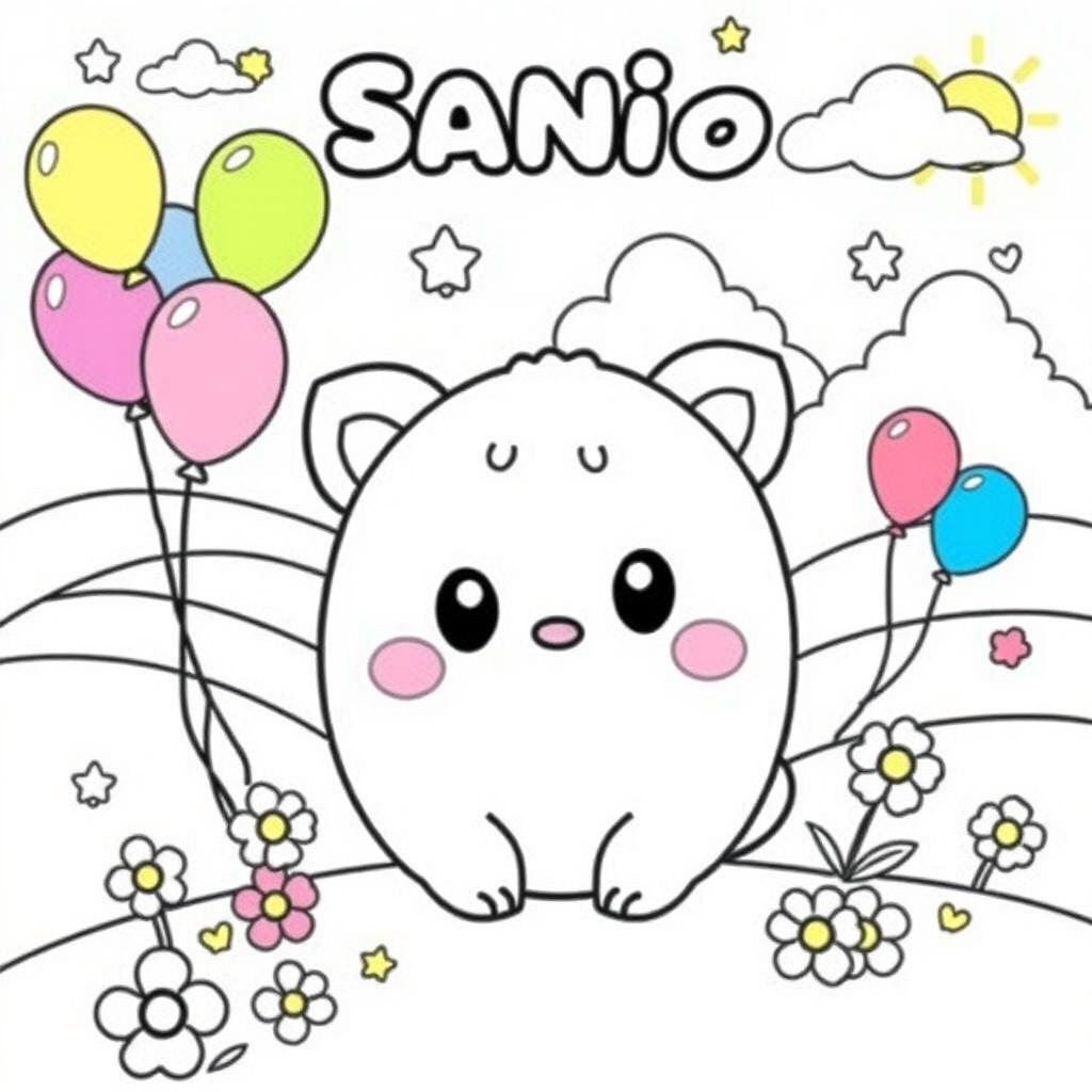 A cute Sanrio character illustration designed for coloring