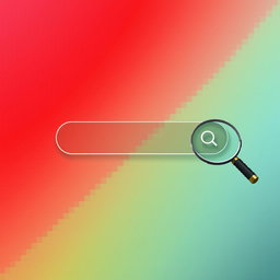 A vibrant banner featuring a pixelated gradient background that transitions from red in the top left corner to black in the bottom right corner